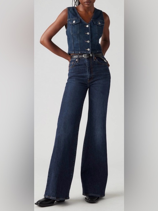 Levi's Denim - Levi’s Ribcage Bell Bellbottom Denim Jeans Dark Blue Flare 27